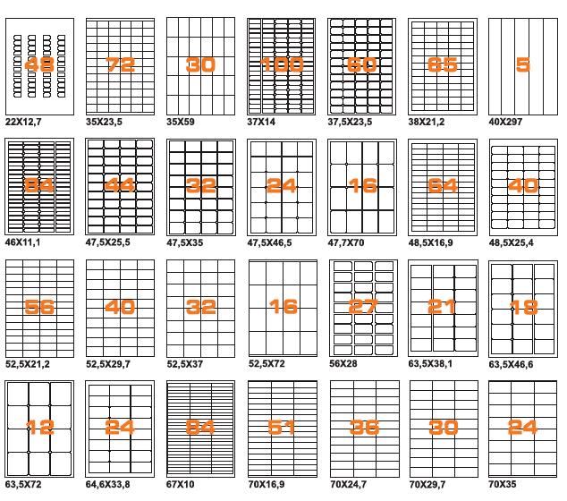 formati delle etichette adesive in foglio